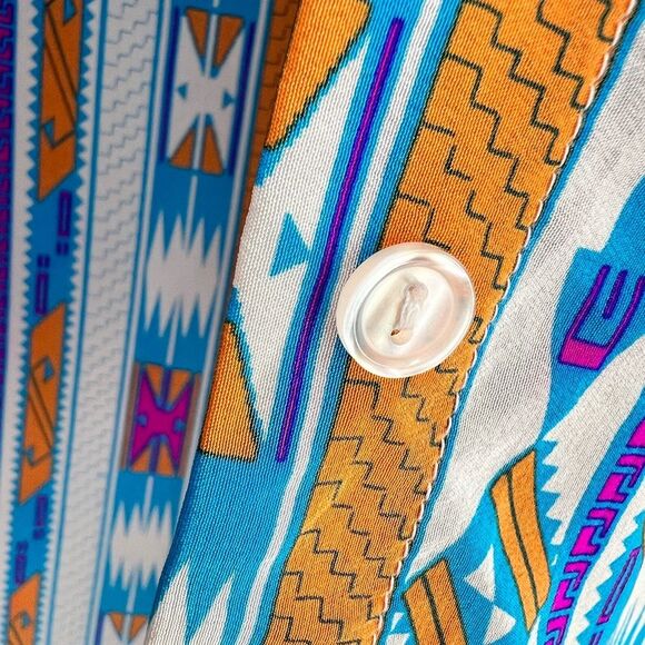 Amanda Uprichard Silk Southwestern Print Button Down Shirt Size S - Picture 5 of 11